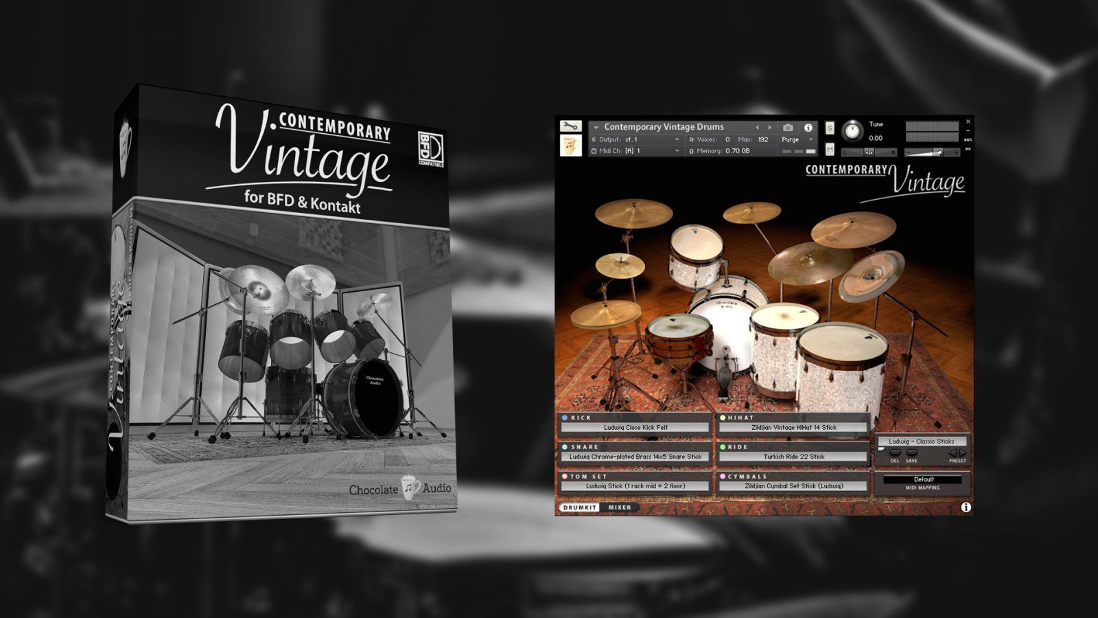 Chocolate Audio Contemporary Vintage Drums (BFD & Kontakt) Download
